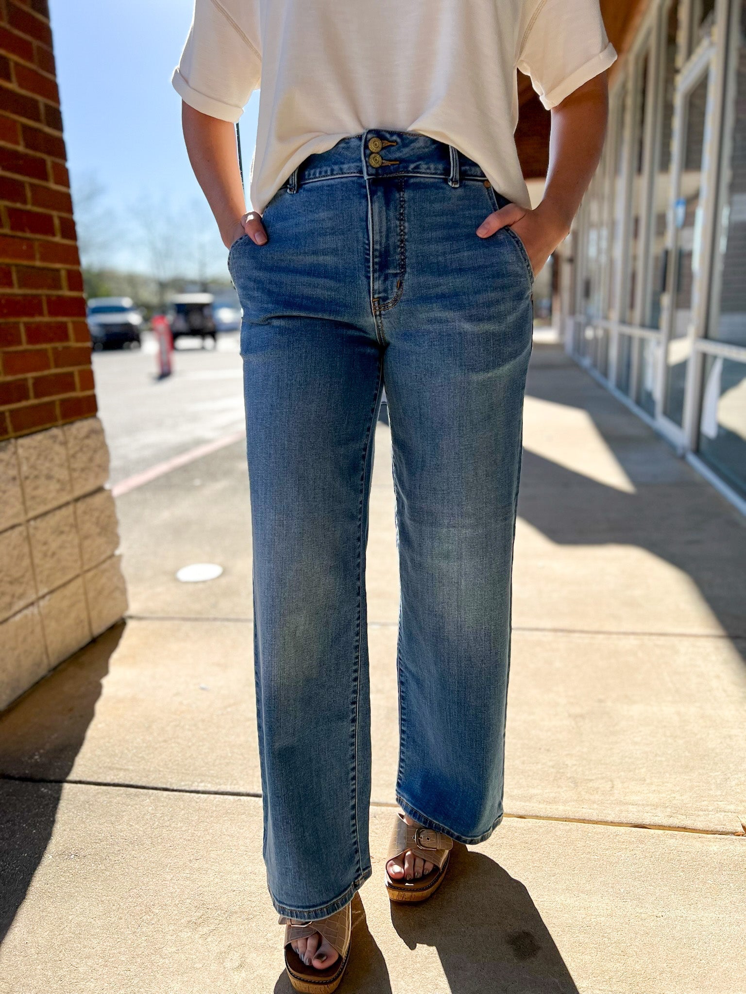 Judy Blue High Waisted Column Trouser Jeans LONG 34" Inseam - A'Bekah's Boutique
