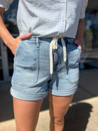 Judy Blue High Waisted Cuff Jogger Denim Shorts - A'Bekah's Boutique