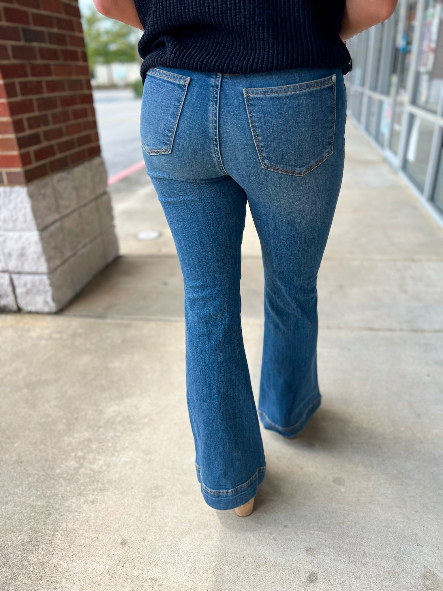 Judy Blue High Waisted Double Button 33" Inseam Flare Leg Jeans with Tummy Control - A'Bekah's Boutique