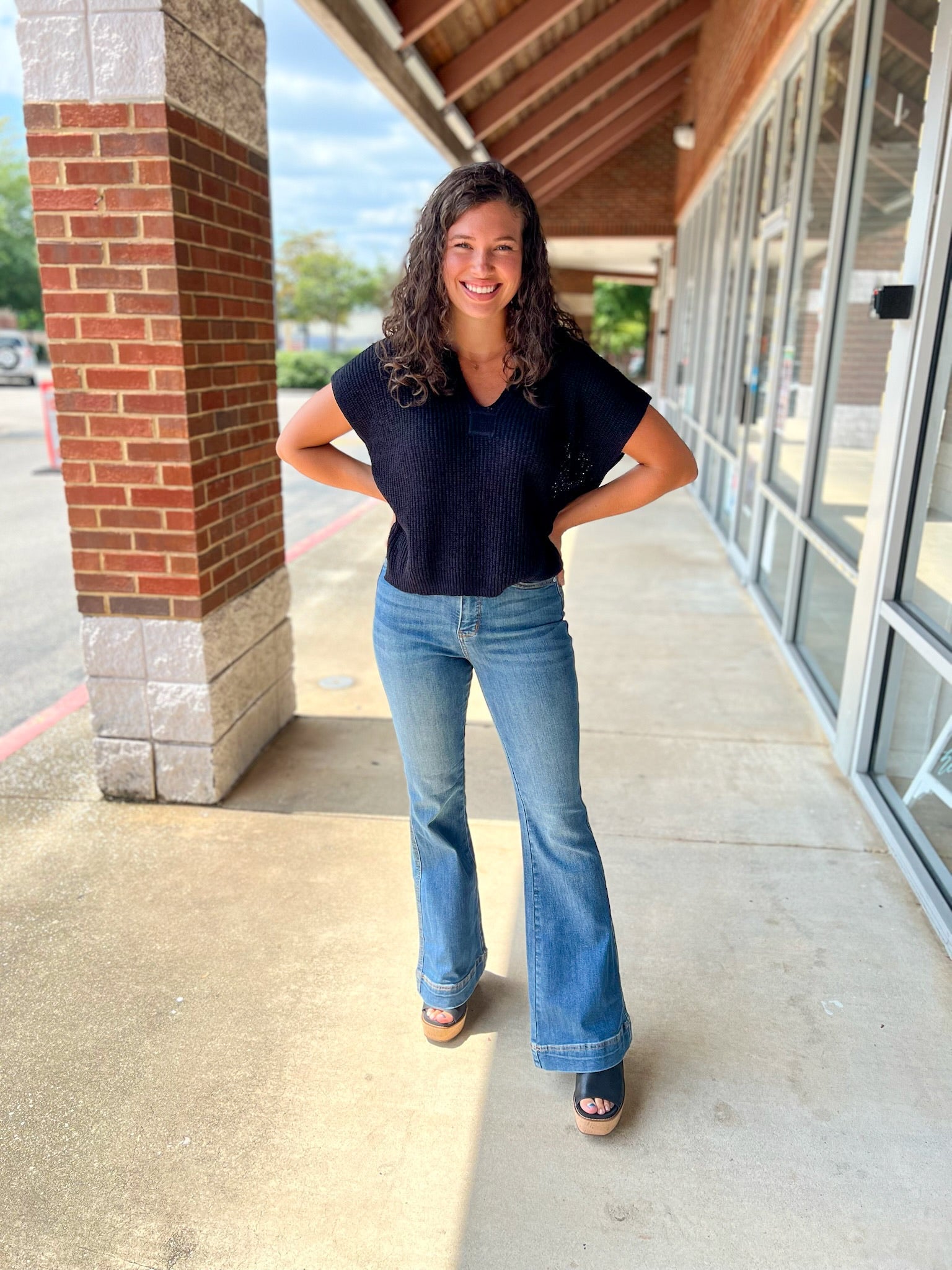 Judy Blue High Waisted Double Button 33" Inseam Flare Leg Jeans with Tummy Control - A'Bekah's Boutique