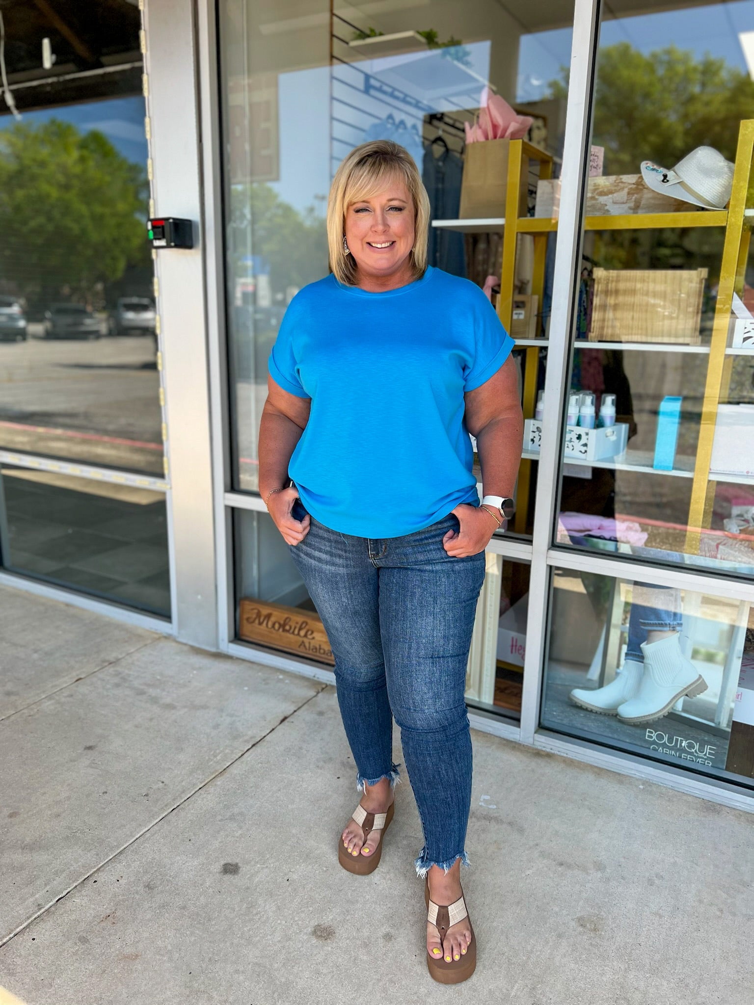 Judy Blue High Waisted Skinny Jeans with Shark Bite Hem (C) - A'Bekah's Boutique
