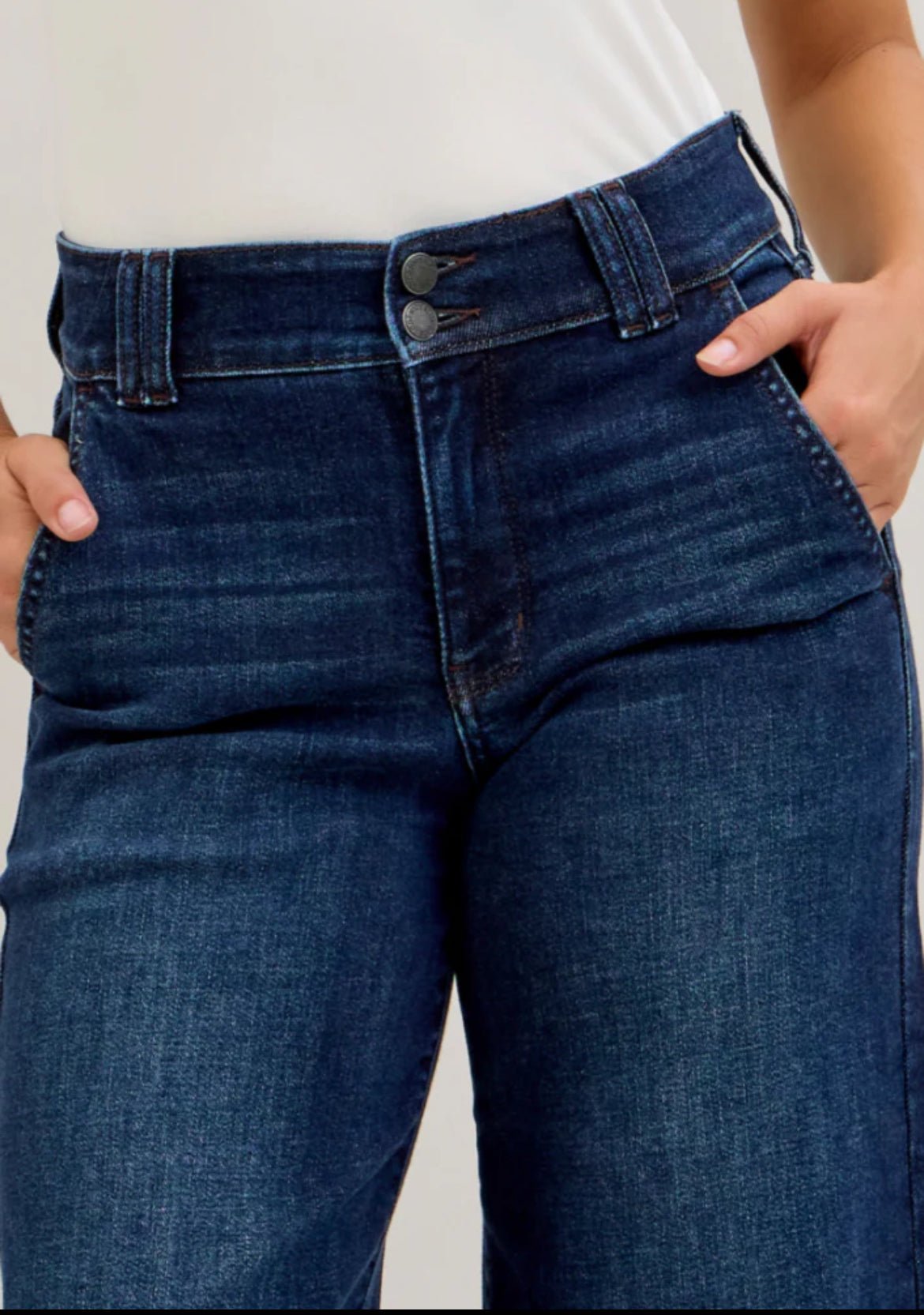 Judy Blue High Waisted Wide Leg Trouser Jeans Short Inseam - A'Bekah's Boutique