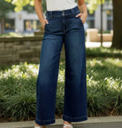Judy Blue High Waisted Wide Leg Trouser Jeans Short Inseam - A'Bekah's Boutique