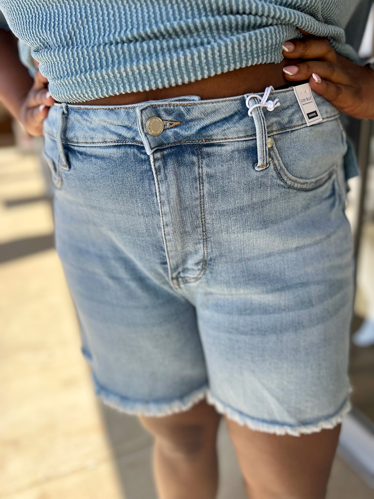 Judy Blue HW Curvy Tummy Control Fray Hem Shorts - A'Bekah's Boutique