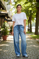 Judy Blue HW Featherweight Elastic Waist Side Panel Judy Blue Palazzo Jeans - A'Bekah's Boutique