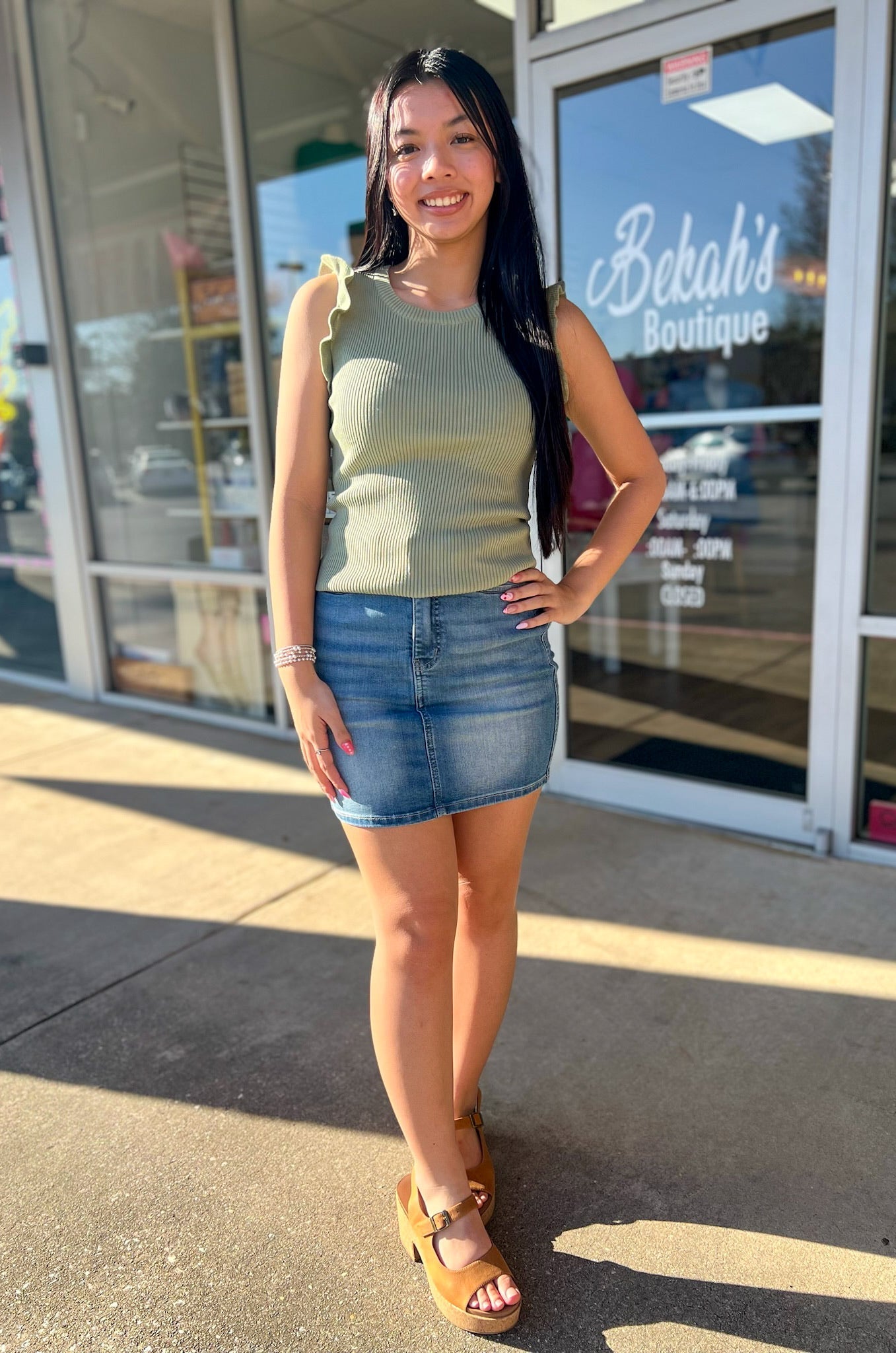 Judy Blue HW Tummy Control Denim Skirt - A'Bekah's Boutique