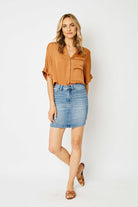 Judy Blue HW Tummy Control Denim Skirt - A'Bekah's Boutique