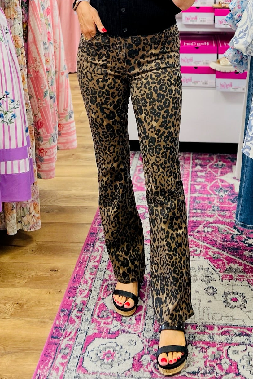 Judy Blue Leopard Print High Waisted Bootcut Jeans 32" Inseam - A'Bekah's Boutique
