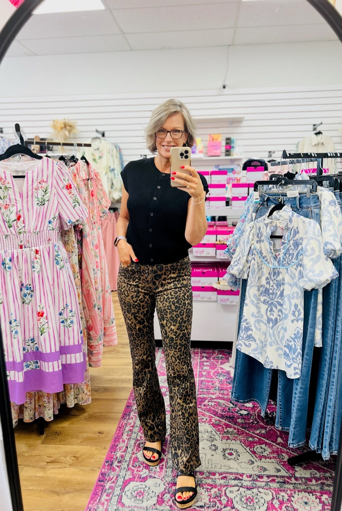 Judy Blue Leopard Print High Waisted Bootcut Jeans 32" Inseam - A'Bekah's Boutique