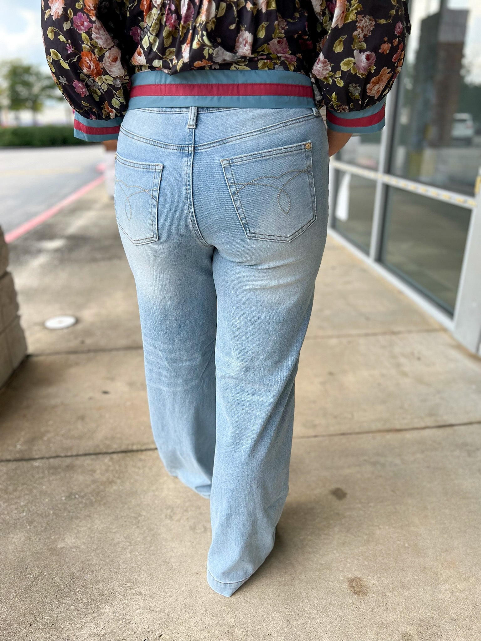 Judy Blue Light Wash High Waisted Wide Leg Criss Cross Jeans - A'Bekah's Boutique