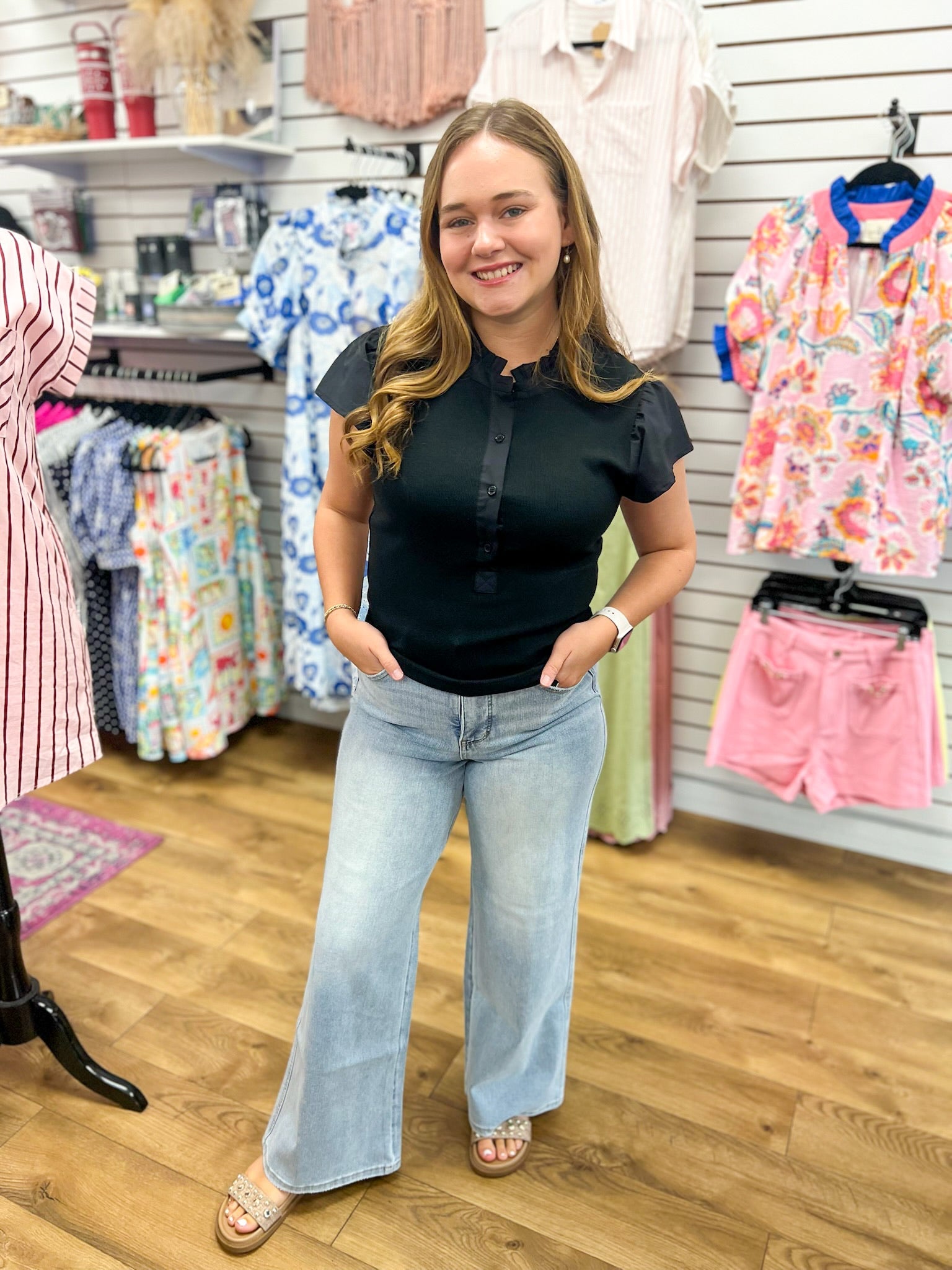 Judy Blue Light Wash Petite Retro Wide Leg Tummy Control Jeans 30" Inseam - A'Bekah's Boutique
