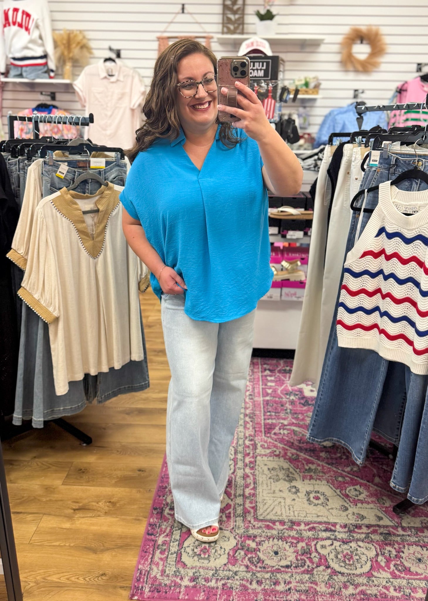 Judy Blue Light Wash Petite Retro Wide Leg Tummy Control Jeans 30" Inseam - A'Bekah's Boutique