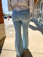 Judy Blue Medium Denim Mid Rise Flare Jeans Regular Inseam 33" - A'Bekah's Boutique