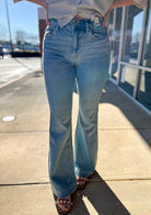 Judy Blue Medium Denim Mid Rise Flare Jeans Regular Inseam 33" - A'Bekah's Boutique