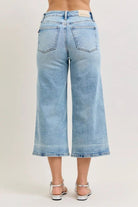 Judy Blue Medium Denim Mid Rise Wide Leg Cropped Jeans Inseam 24.5" - A'Bekah's Boutique