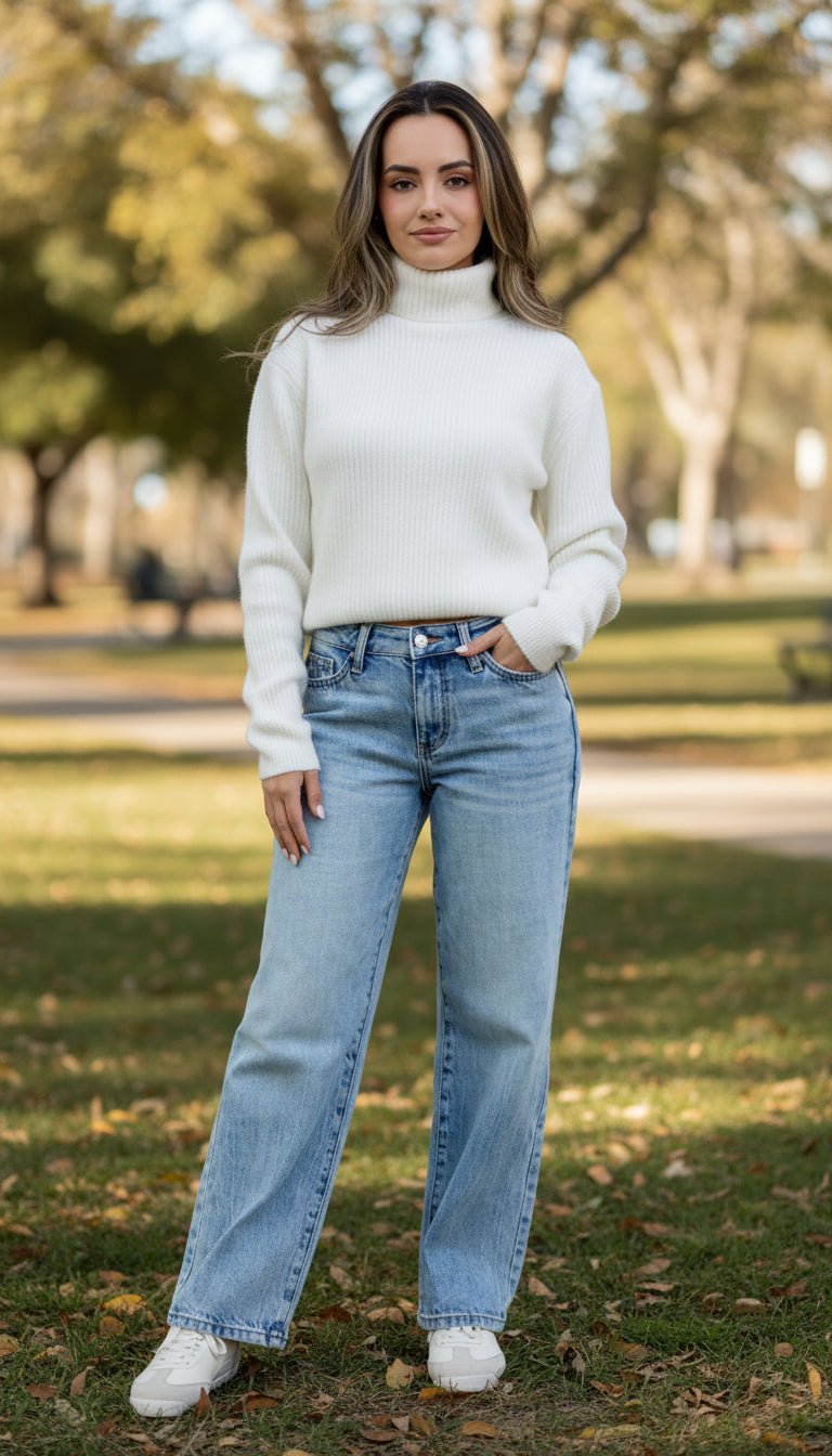 Judy Blue Medium Denim Petite Rigid Magic Straight Jeans 28" Inseam - A'Bekah's Boutique