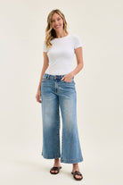 Judy Blue Mid Rise Ankle Wide Leg Jeans with Bandana Loop 27.5" Inseam - A'Bekah's Boutique