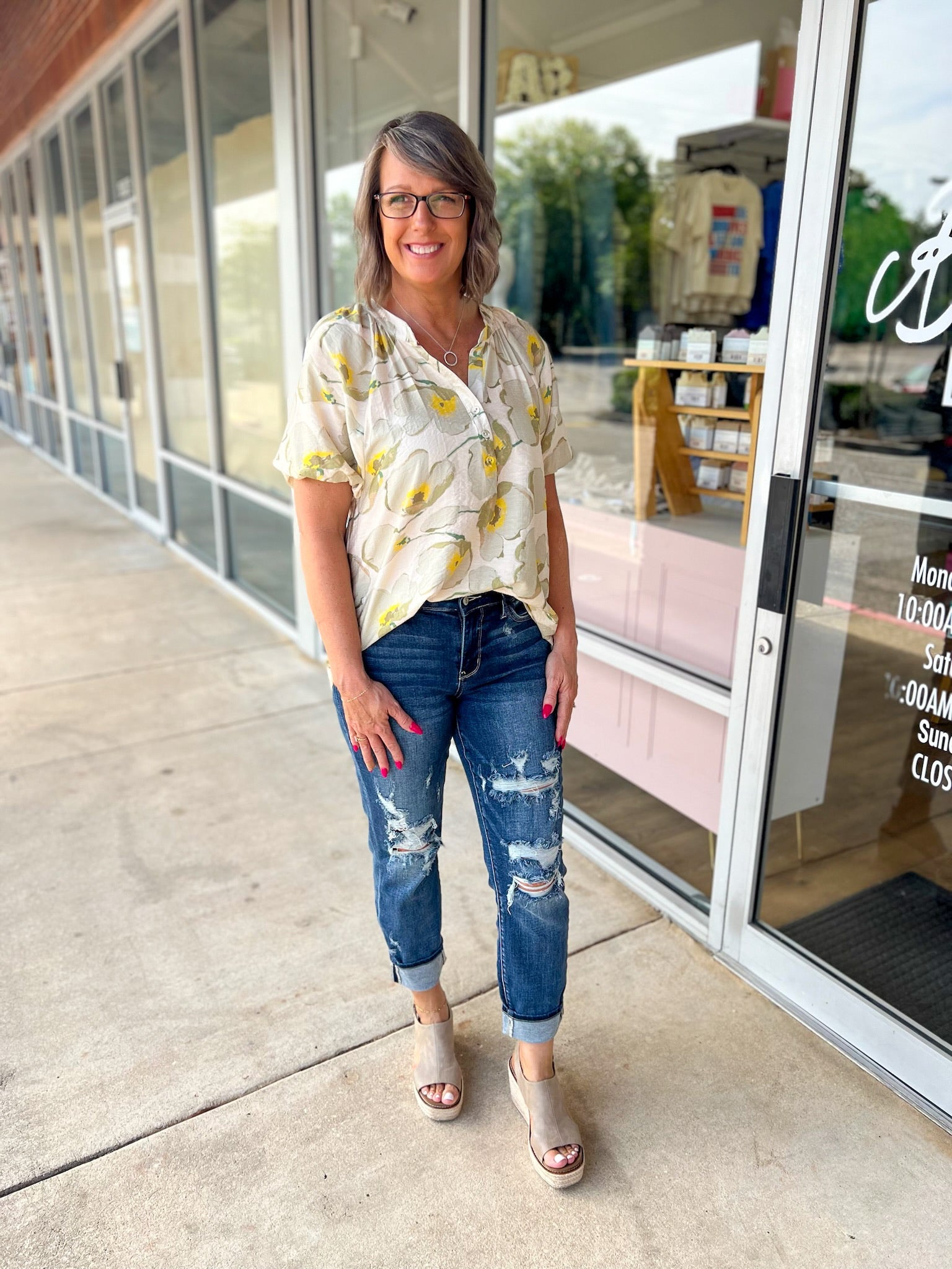 Judy Blue Mid Rise Cuffed Destroyed Boyfriend Jeans - A'Bekah's Boutique