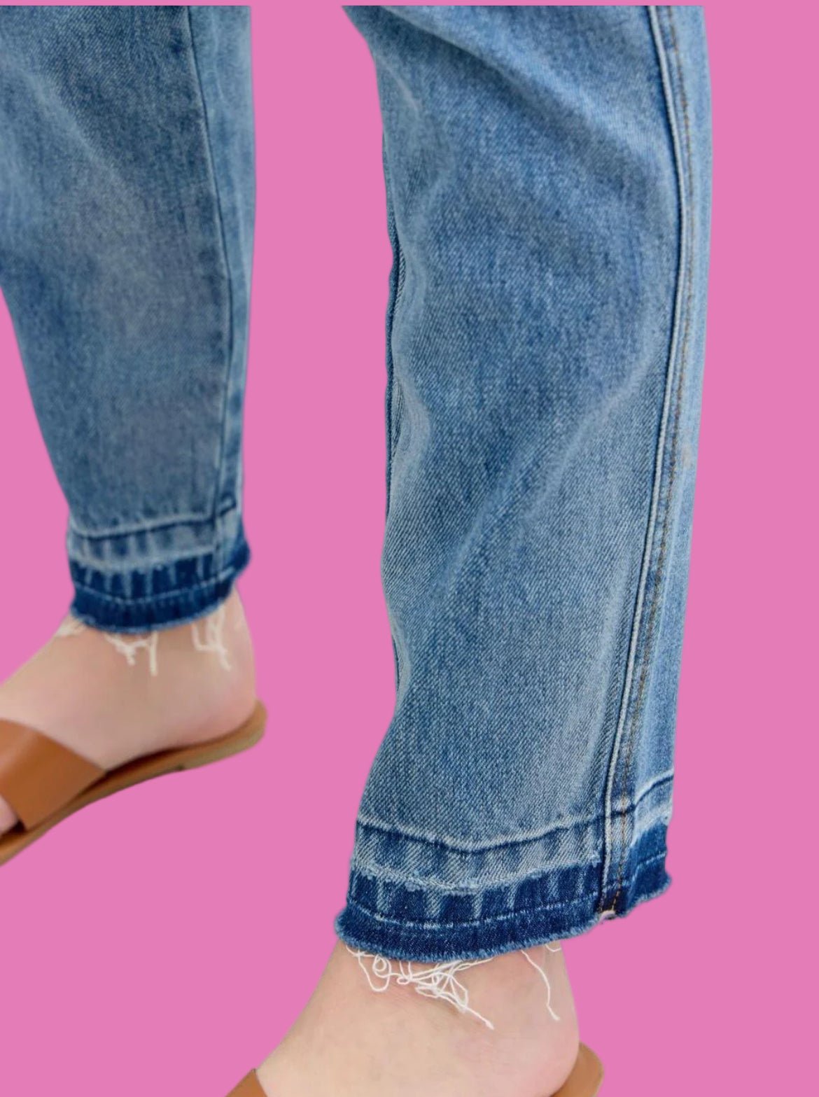 Judy Blue Mid Rise Rigid Magic Release Hem Boyfriend Jeans - A'Bekah's Boutique