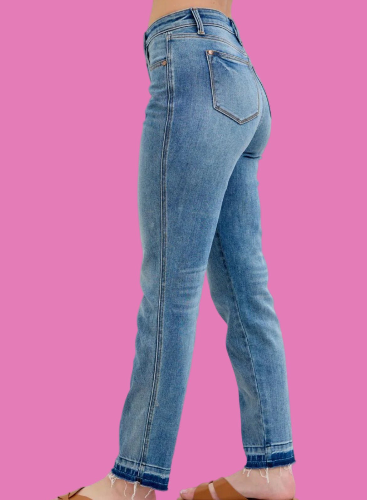 Judy Blue Mid Rise Rigid Magic Release Hem Boyfriend Jeans - A'Bekah's Boutique