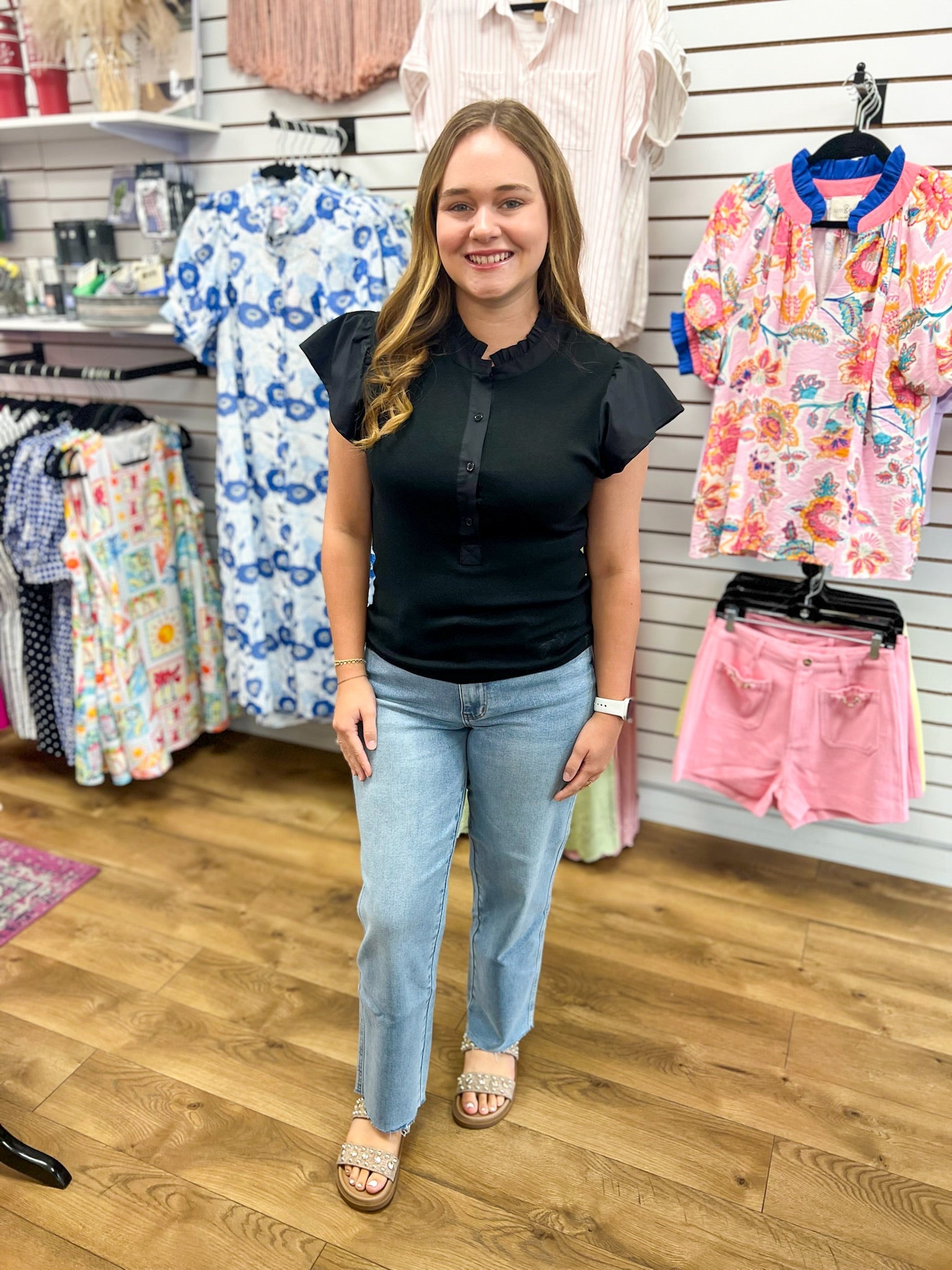 Judy Blue Mid Rise Straight Ankle Denim with Bandana Loop 28" Inseam - A'Bekah's Boutique