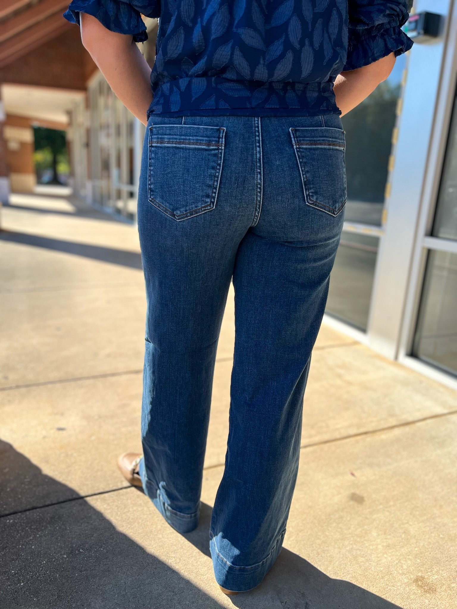Judy Blue Mid Rise Trouser Wide Leg Jeans - A'Bekah's Boutique