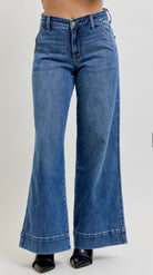 Judy Blue PETITE Mid Rise Trouser Wide Leg Jeans - A'Bekah's Boutique