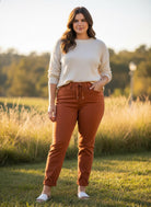 Judy Blue Rust Orange Joggers with Drawstring (C) - A'Bekah's Boutique