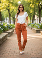 Judy Blue Rust Orange Joggers with Drawstring (R) - A'Bekah's Boutique