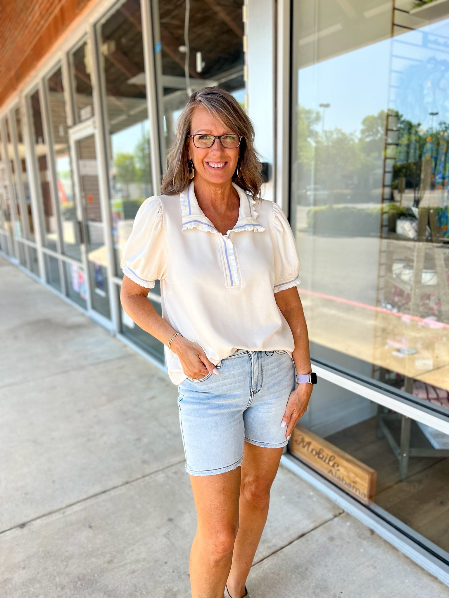 Judy Blue Two Button Denim Dad Shorts - A'Bekah's Boutique