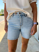 Judy Blue Two Button Denim Dad Shorts - A'Bekah's Boutique