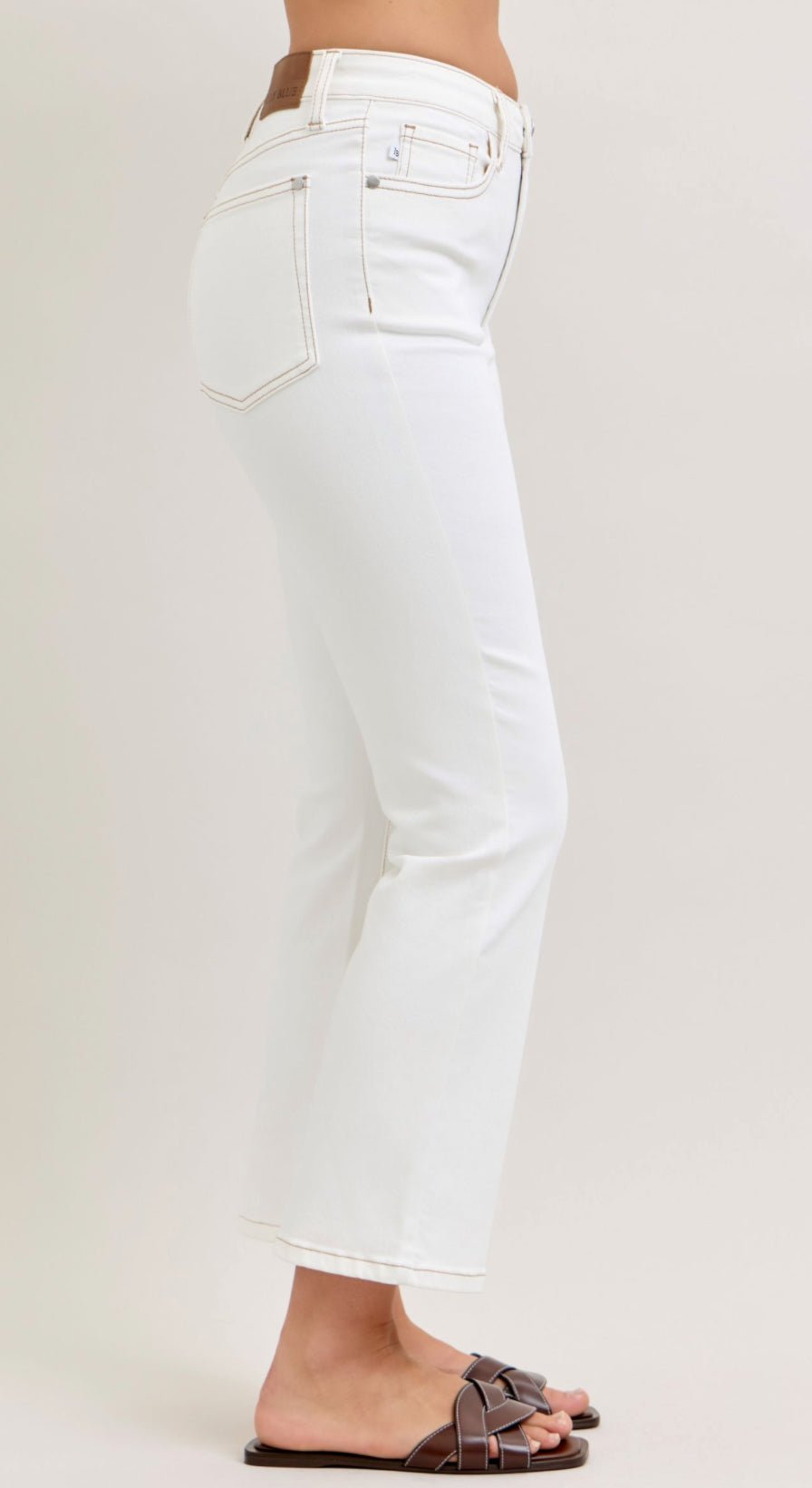 Judy Blue White High Waisted Kick Flare Jeans 26" Inseam - A'Bekah's Boutique