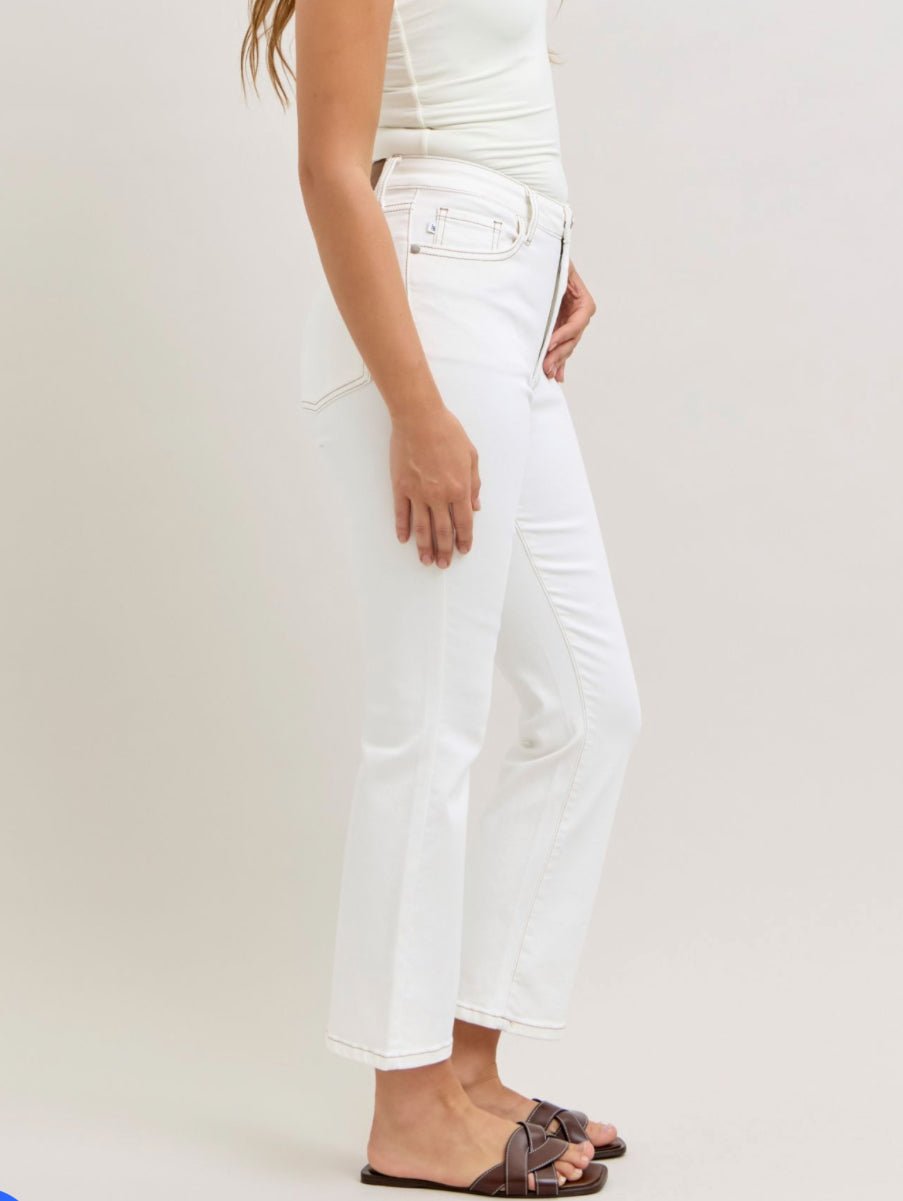 Judy Blue White High Waisted Kick Flare Jeans 26" Inseam - A'Bekah's Boutique