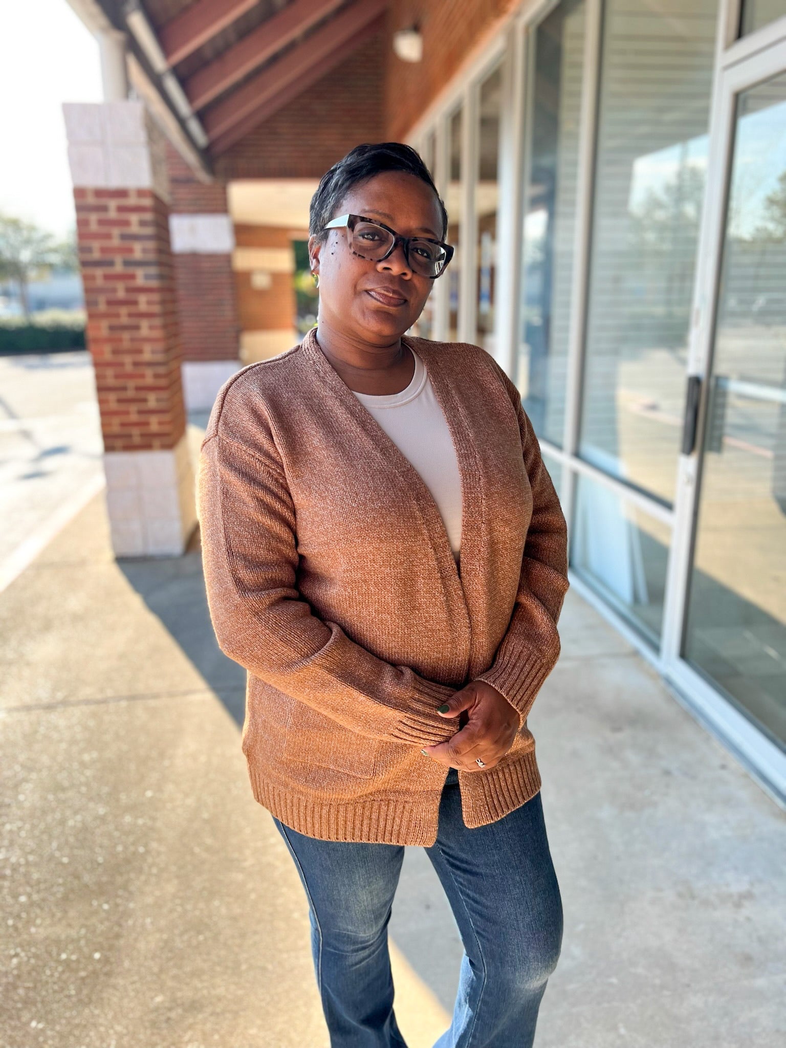 Just For You Deep Camel Long Sleeve Open Front Cardigan with Pockets - A'Bekah's Boutique