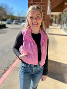 Just One Chance Pink Zip Front Puffer Vest - A'Bekah's Boutique