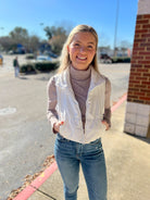 Just One Chance White Zip Front Puffer Vest - A'Bekah's Boutique