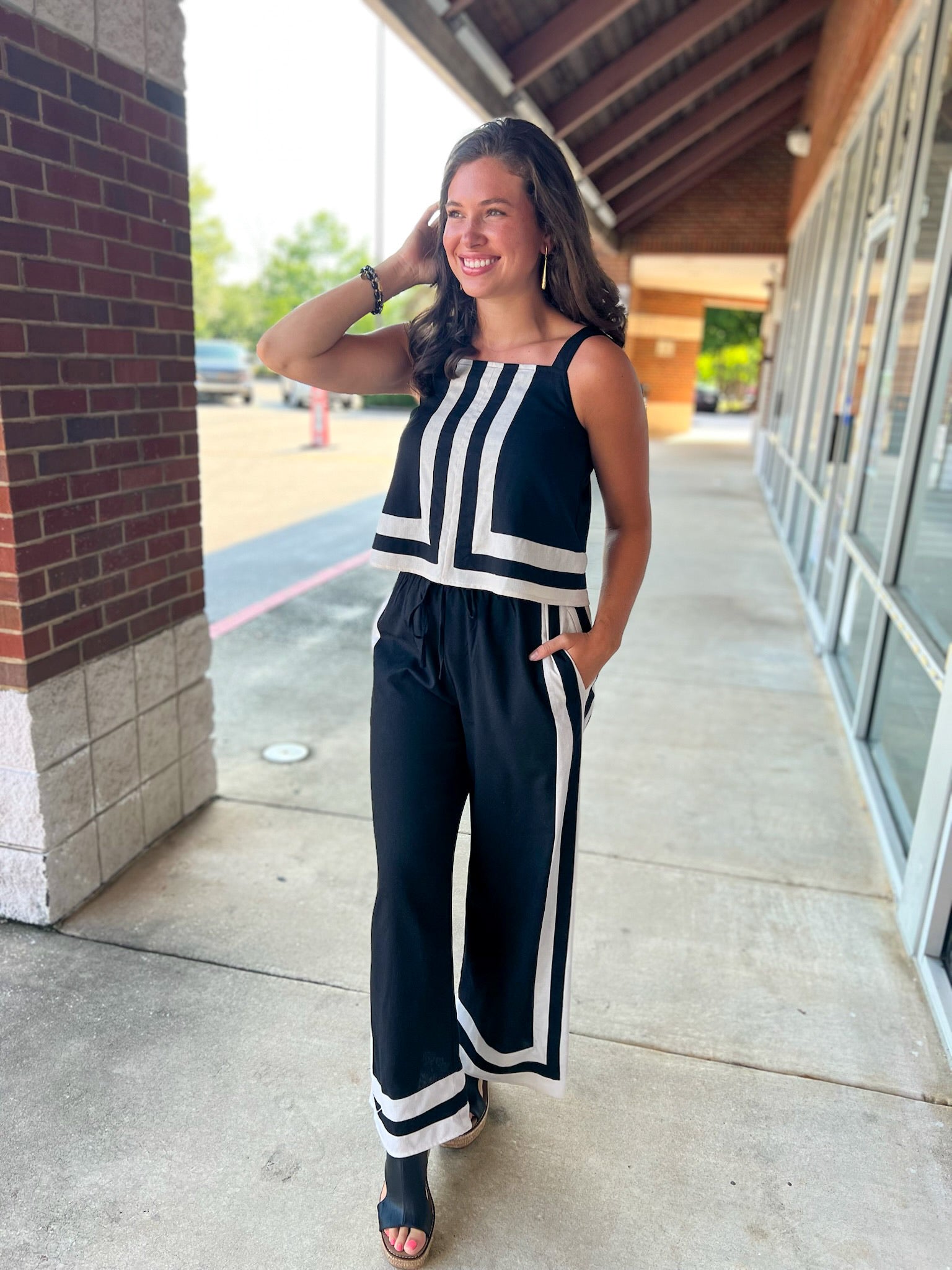 Just Too Good Black and Cream Long Set - A'Bekah's Boutique