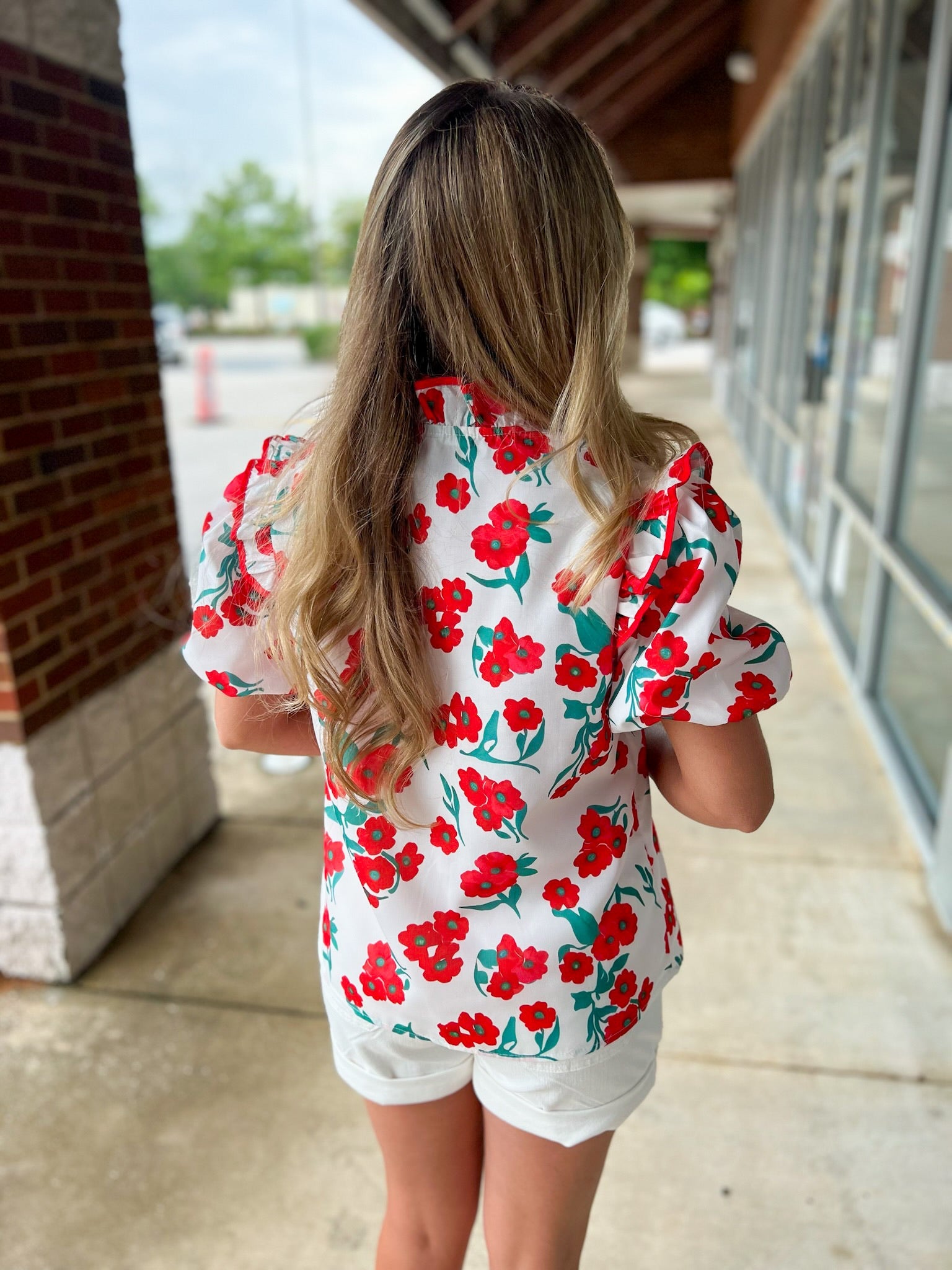 Keep Holding On Red Floral Button Up Top - A'Bekah's Boutique
