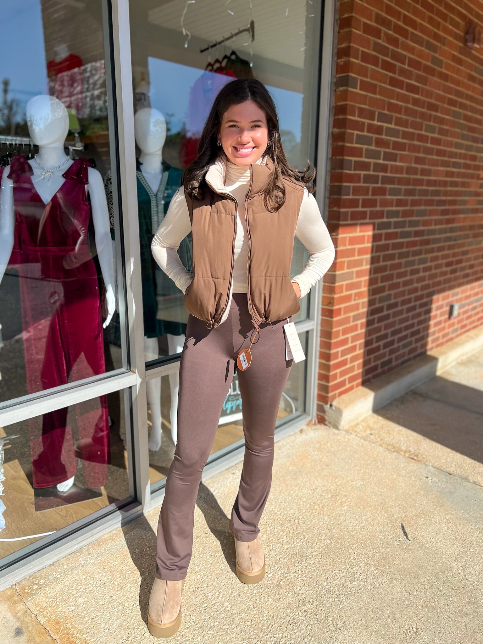 Keep Moving Cocoa High Waisted Buttery Soft Flare Leggings - A'Bekah's Boutique