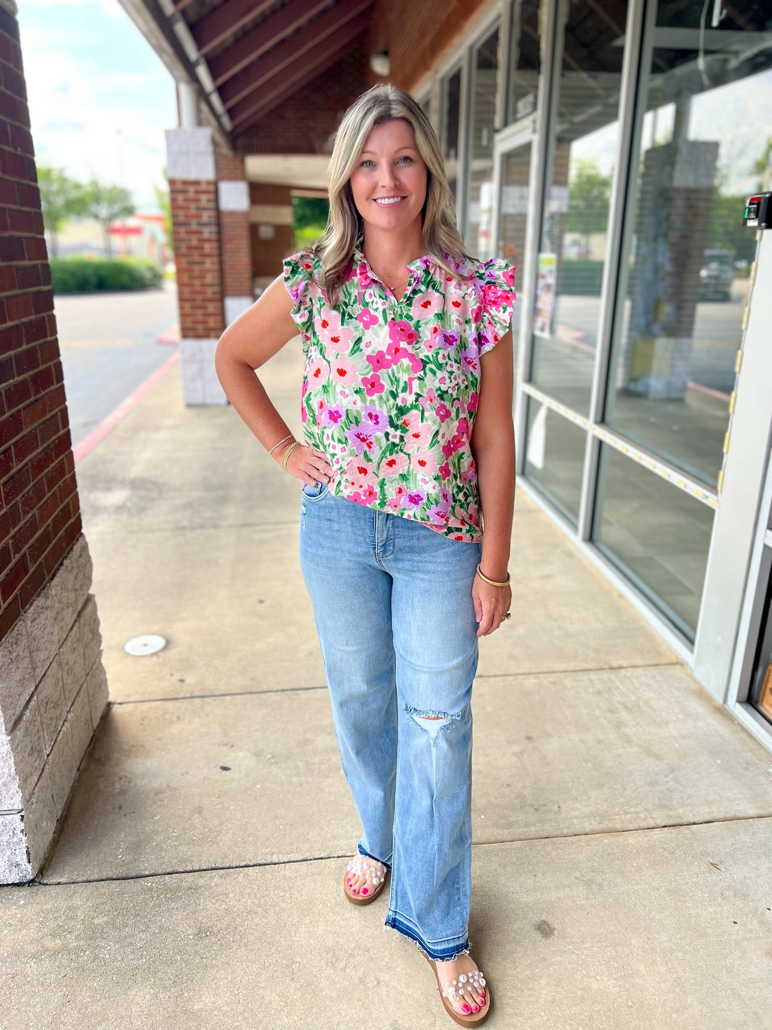 Kept Promises Pink Floral V - Neck Top - A'Bekah's Boutique