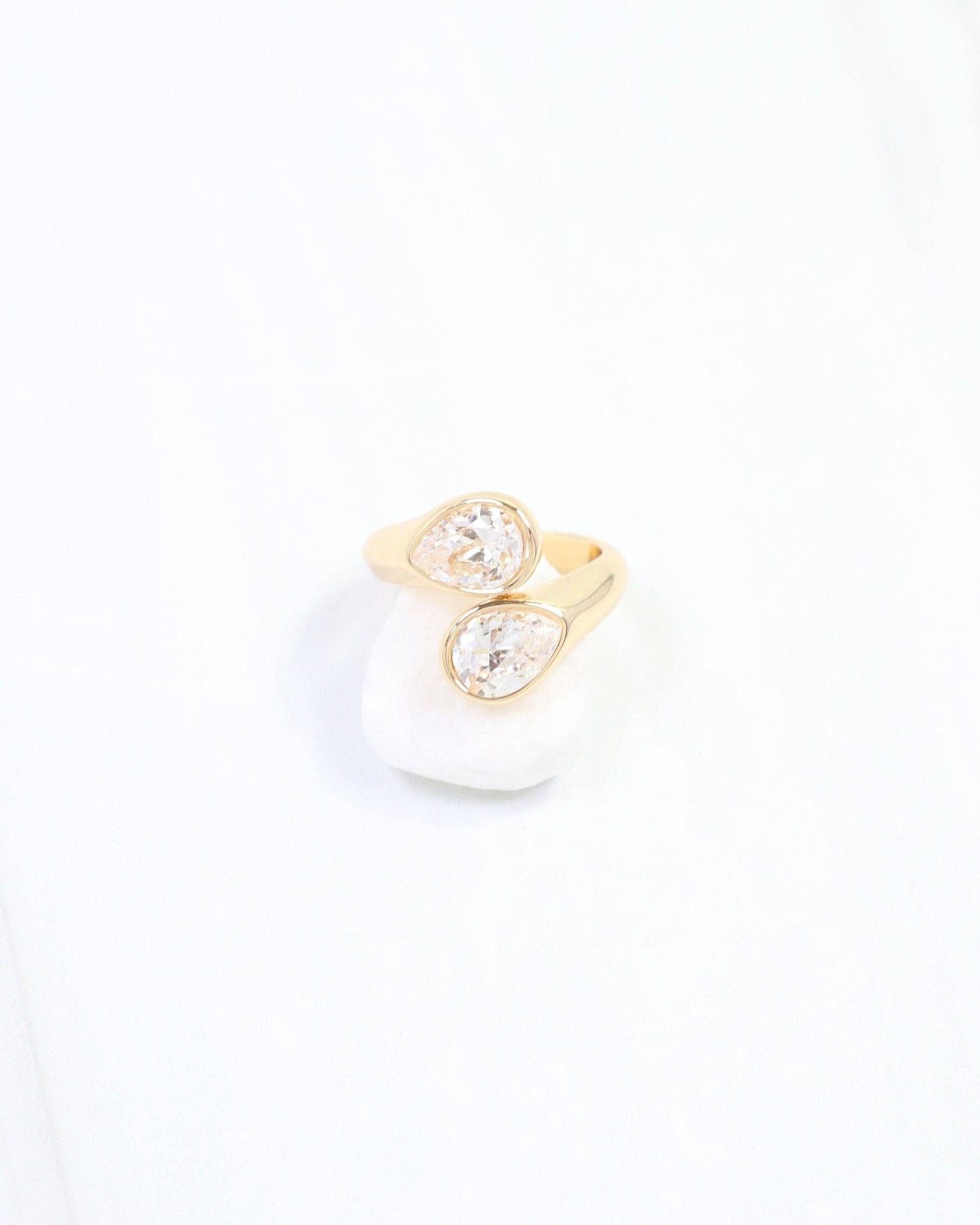 Kristy Teardrop CZ Adjustable Ring Gold - A'Bekah's Boutique