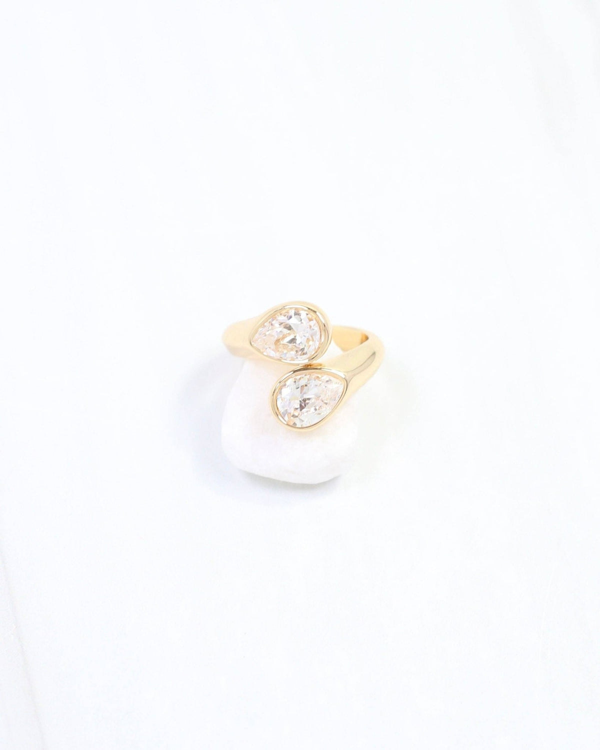 Kristy Teardrop CZ Adjustable Ring Gold - A'Bekah's Boutique