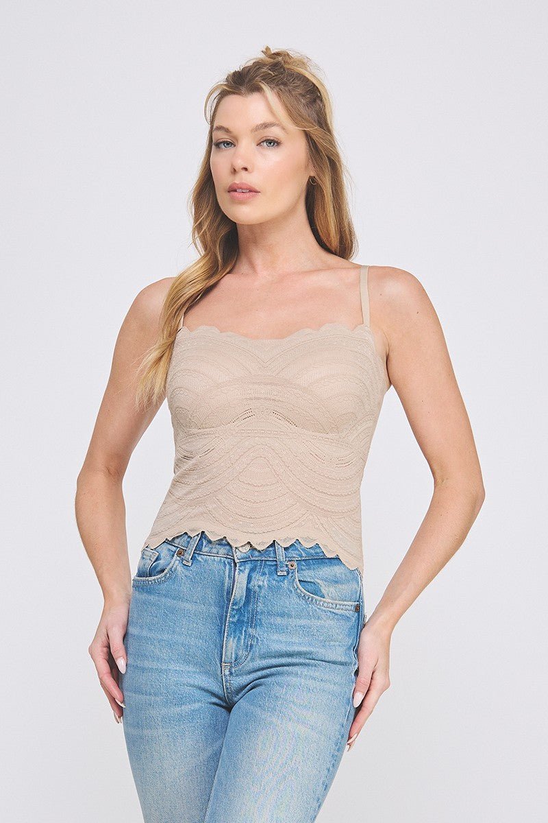 Latte Braided Texture Scallop Edge Bralette - A'Bekah's Boutique