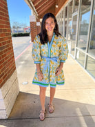 Lemon Yellow Floral Dress with Tie Waist - A'Bekah's Boutique