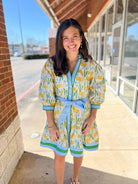Lemon Yellow Floral Dress with Tie Waist - A'Bekah's Boutique