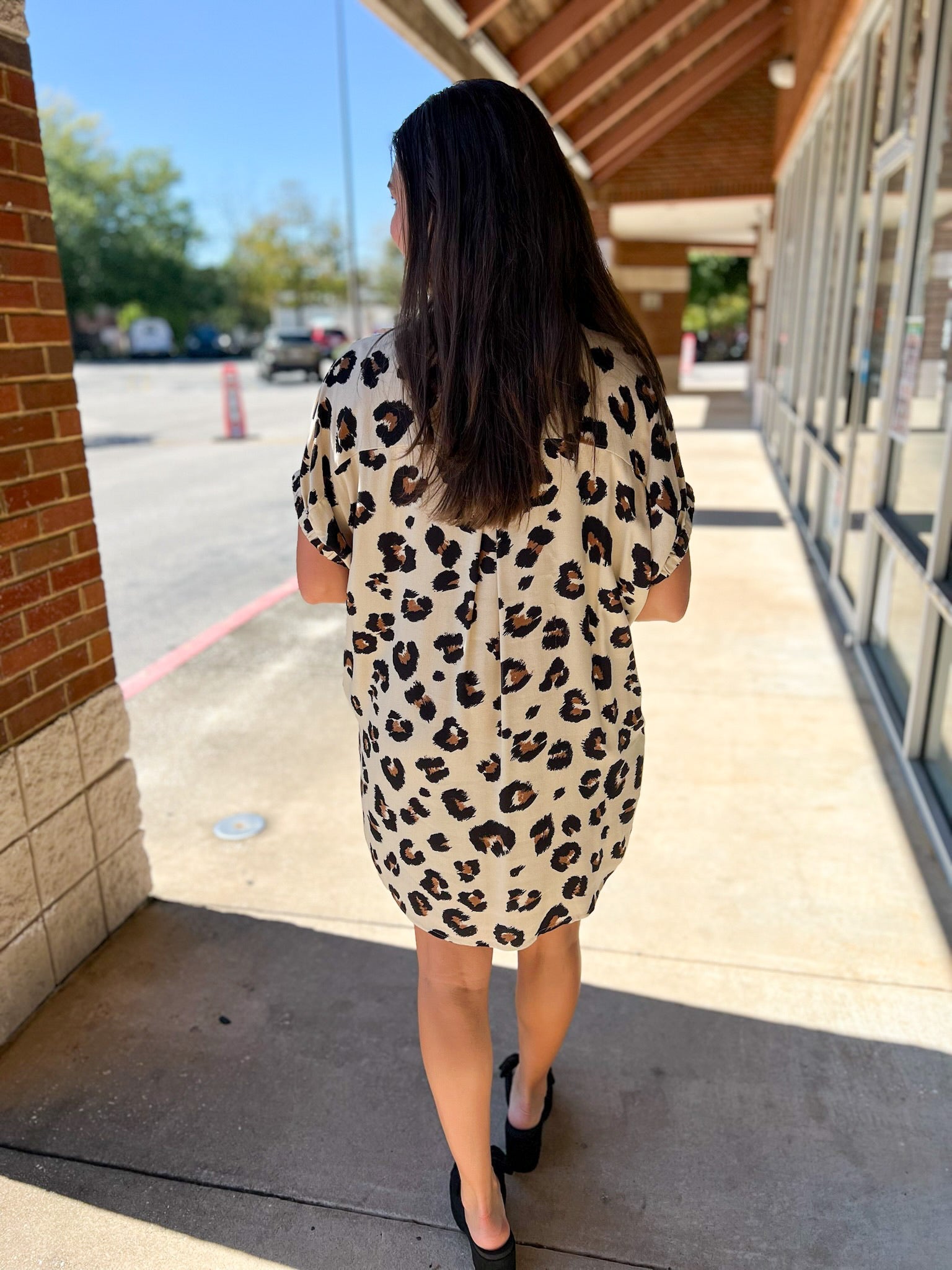 Leopard Print V - Neck Dress with Pockets (R) - A'Bekah's Boutique