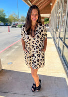 Leopard Print V - Neck Dress with Pockets (R) - A'Bekah's Boutique