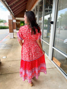 Let Me Know Red Floral Print Maxi Dress with Tassel Sleeves - A'Bekah's Boutique