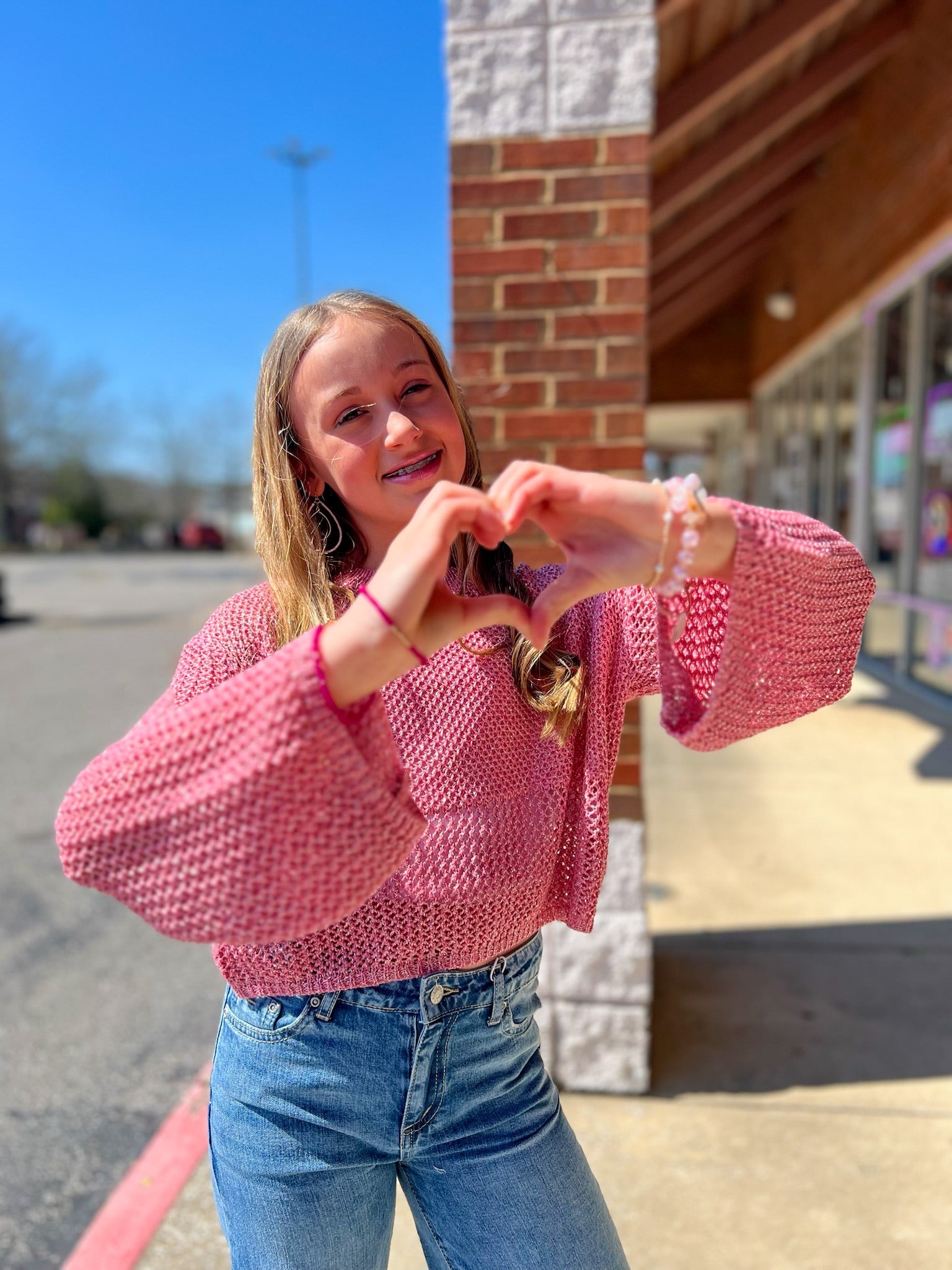 Let You Win Girls Pink Long Sleeve Lightweight Sweater - A'Bekah's Boutique