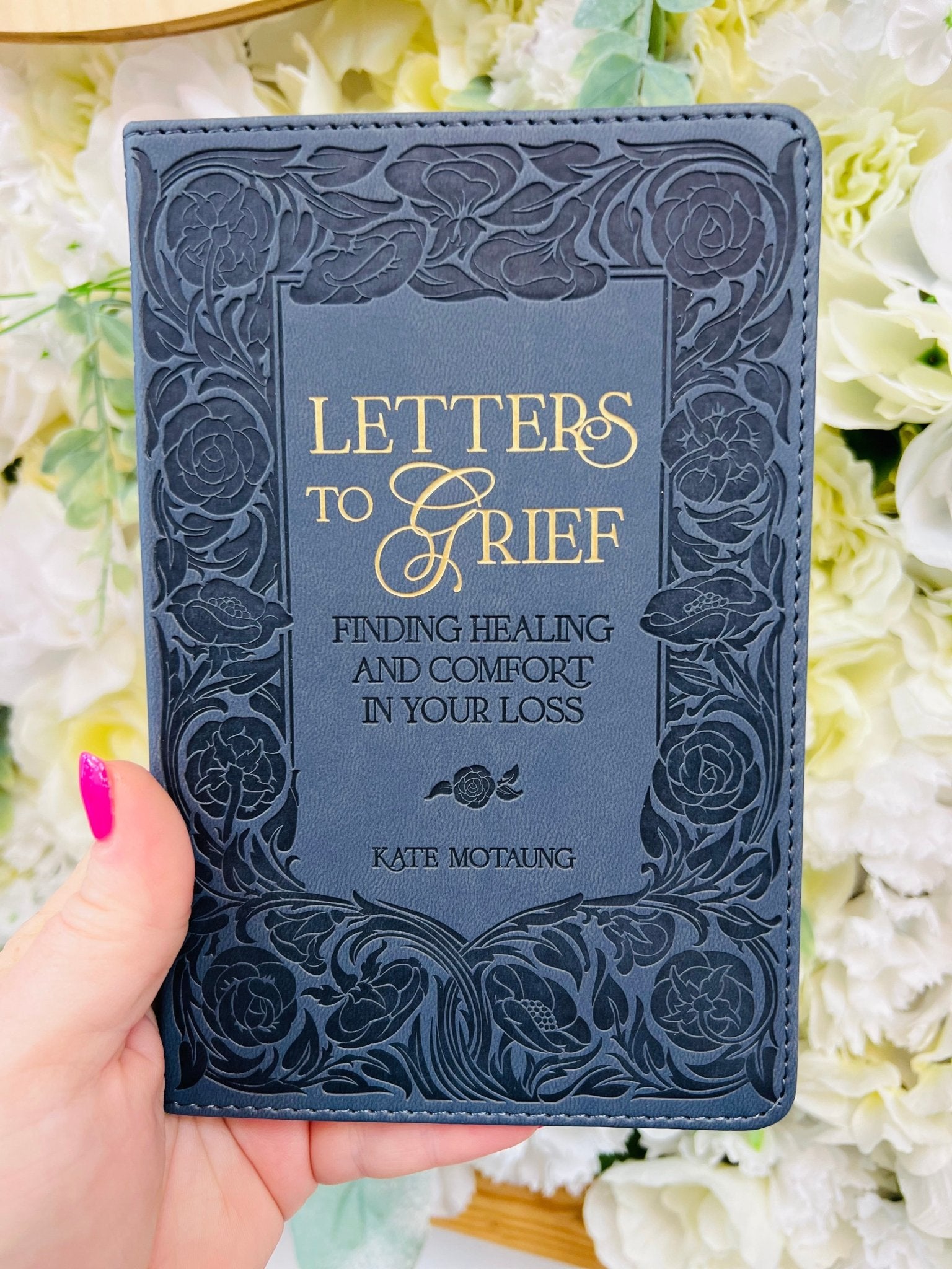 Letters To Grief Slate Gray Faux Leather Book - A'Bekah's Boutique